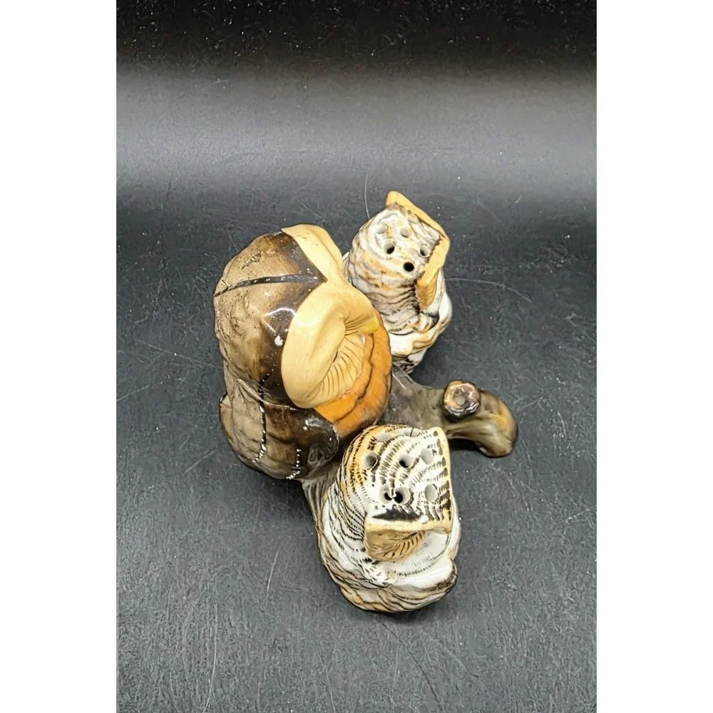 Antique Contra + Boehme Owl Condiment Set Salt Pepper Mustard Pot Germany